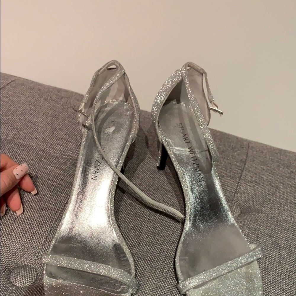 Stuart Weitzman sandals size 8,5 silver glitter